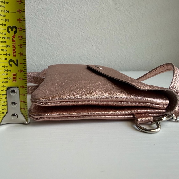 Mei Licai Rose Gold Copper Metallic Leather Crossbody Bag - Made In Italy NWT - Picture 4 of 15